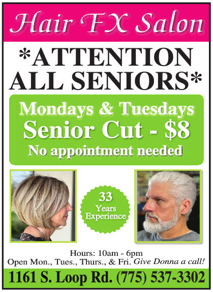 Senior cuts $8 & up, Mondays & Tuesdays
