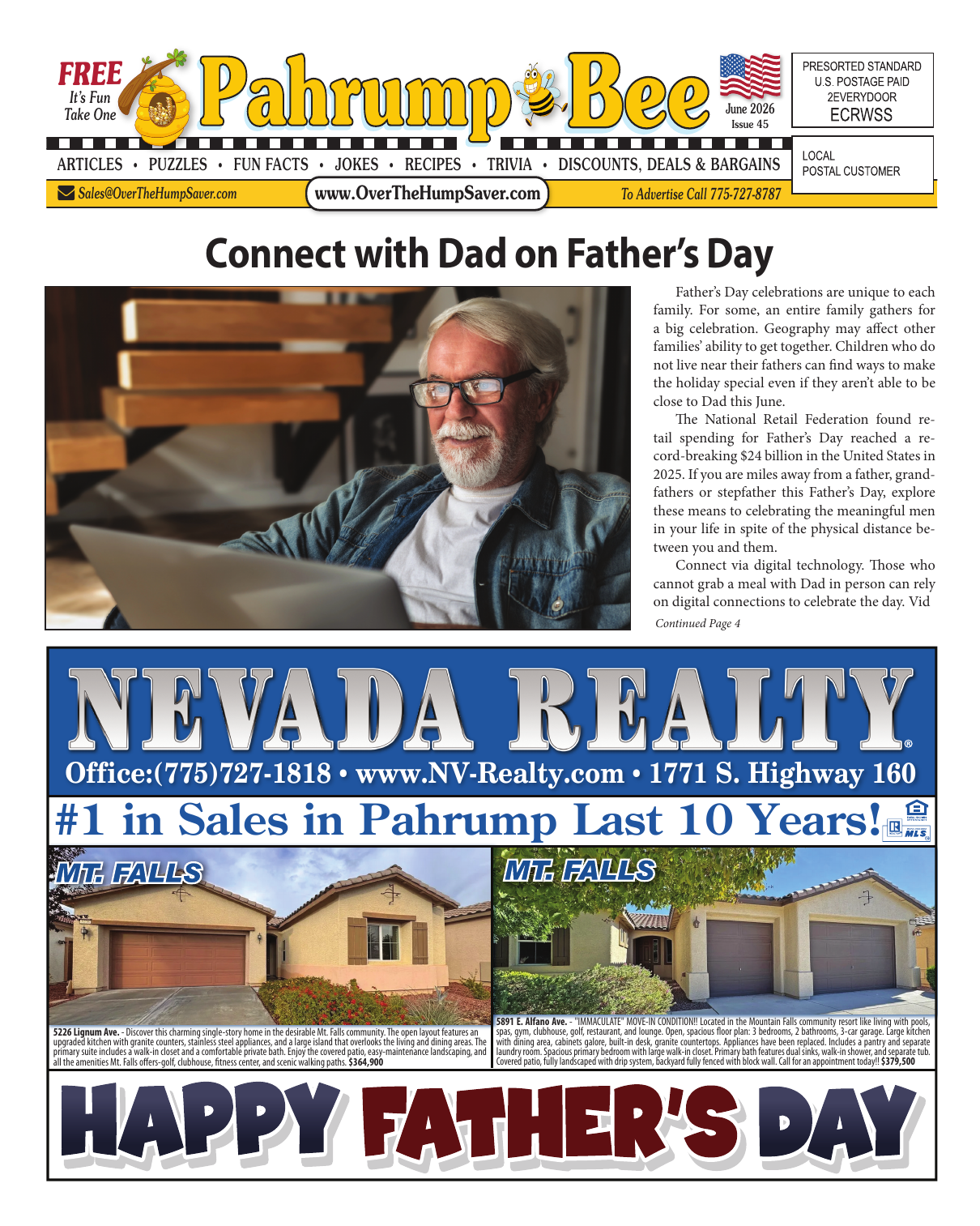 Pahrump Bee June 2026 cover